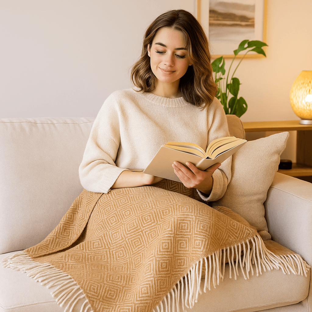 Natural Wool Blanket Throw Verona Style