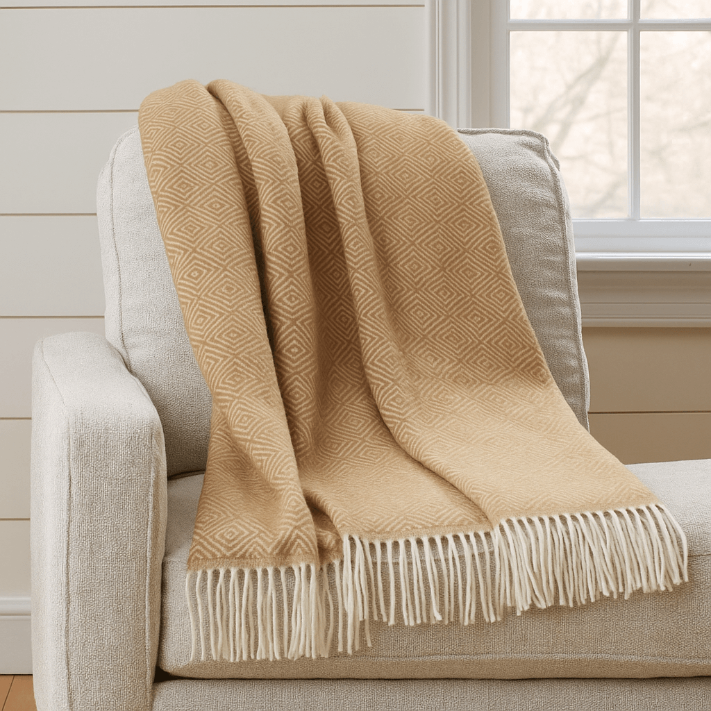 Natural Wool Blanket Throw Verona Style