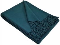 Luxury 100% Merino Wool Blanket With Fringe - Dark Green, 140X200 Cm, Super Soft And Warm