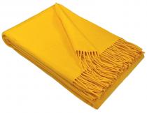 Luxury 100% Merino Wool Blanket With Fringe - Sunny Yellow, 140X200 Cm, Super Soft And Warm