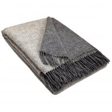 Wool Blanket 150×200 Cm – Two-Tone In Light And Dark Grey With Fringes