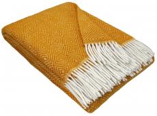 Wool Blanket “Diamond” In Mustard Yellow – Warmth And Style For Your Home
