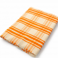100% Памучно Одеяло 150X200 См – Бяло С Оранжев Десен, Меко И Дишащо