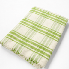 100% Памучно Одеяло 150X200 См – Бяло Със Зелен Десен, Меко И Дишащо